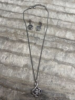 Brighton Silver Twisted Knot Necklace with Matching Earrings